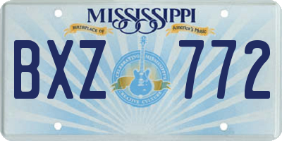 MS license plate BXZ772