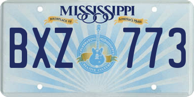 MS license plate BXZ773