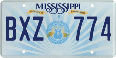 MS license plate BXZ774