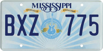 MS license plate BXZ775