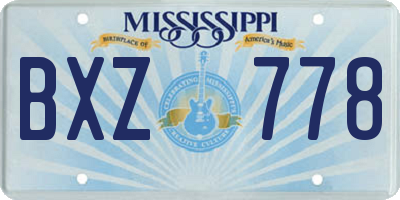 MS license plate BXZ778