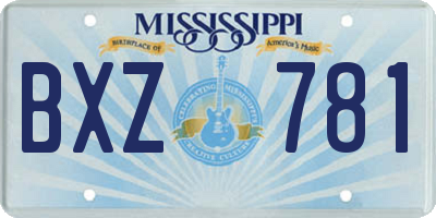 MS license plate BXZ781