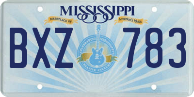 MS license plate BXZ783