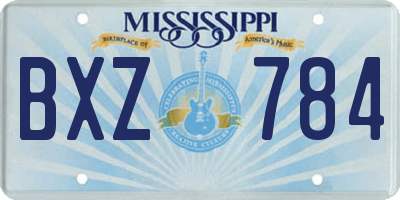 MS license plate BXZ784