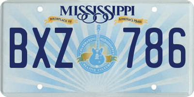MS license plate BXZ786