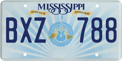 MS license plate BXZ788