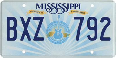 MS license plate BXZ792