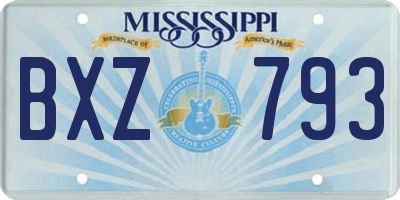 MS license plate BXZ793