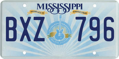 MS license plate BXZ796