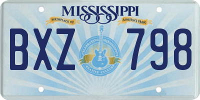 MS license plate BXZ798