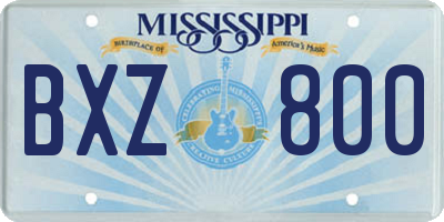 MS license plate BXZ800