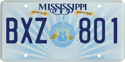MS license plate BXZ801