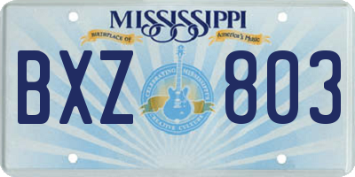 MS license plate BXZ803