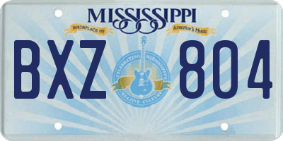 MS license plate BXZ804