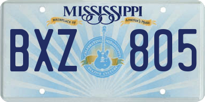 MS license plate BXZ805