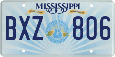 MS license plate BXZ806