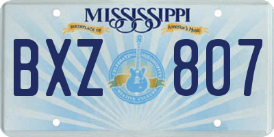 MS license plate BXZ807