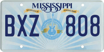 MS license plate BXZ808