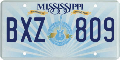 MS license plate BXZ809