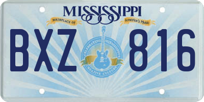 MS license plate BXZ816