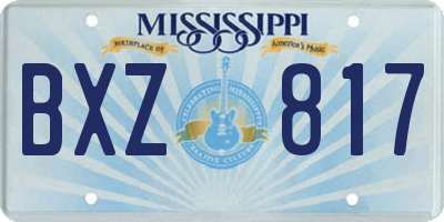 MS license plate BXZ817