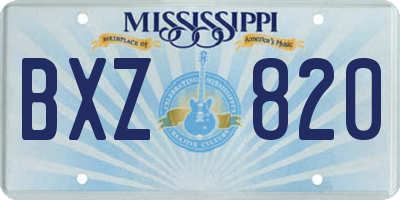 MS license plate BXZ820