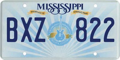 MS license plate BXZ822