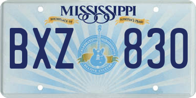 MS license plate BXZ830