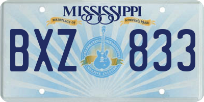 MS license plate BXZ833
