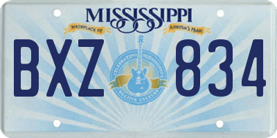 MS license plate BXZ834