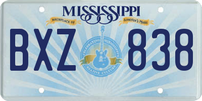 MS license plate BXZ838