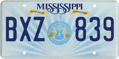 MS license plate BXZ839