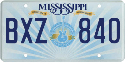 MS license plate BXZ840