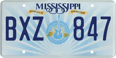 MS license plate BXZ847