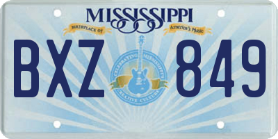 MS license plate BXZ849