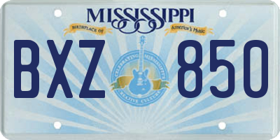 MS license plate BXZ850