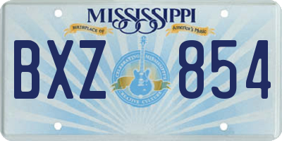 MS license plate BXZ854