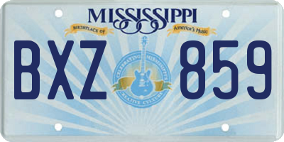MS license plate BXZ859