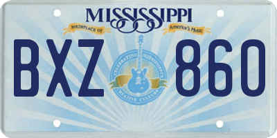 MS license plate BXZ860