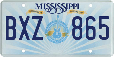 MS license plate BXZ865