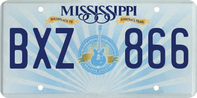 MS license plate BXZ866