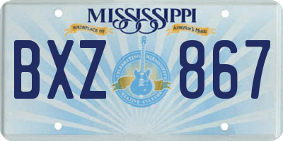 MS license plate BXZ867