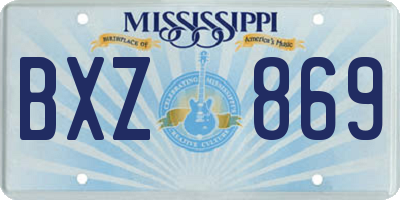 MS license plate BXZ869
