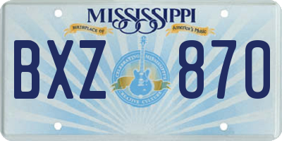 MS license plate BXZ870