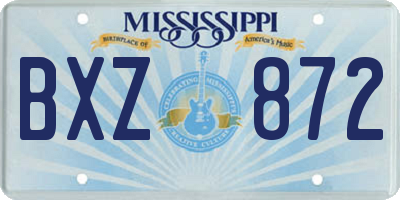 MS license plate BXZ872