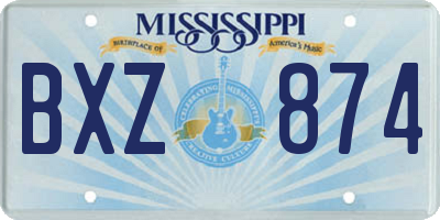 MS license plate BXZ874