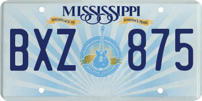 MS license plate BXZ875