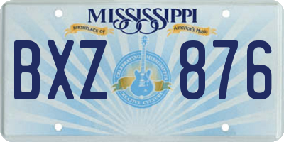 MS license plate BXZ876