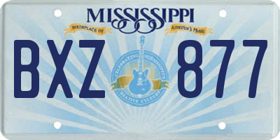 MS license plate BXZ877
