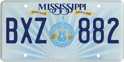 MS license plate BXZ882